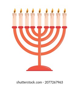 hanukkah jewish menorah icon flat