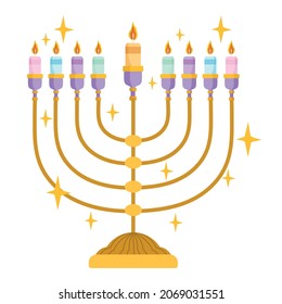 hanukkah jewish menorah icon style