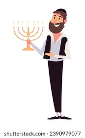 hanukkah jewish with menorah illustration isolated