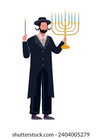 hanukkah jewish with menorah illustration isolated