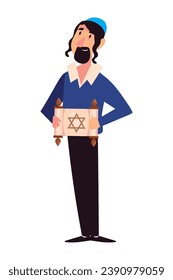 hanukkah jewish rabbi illustration isolated