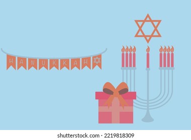 hanukkah jewish vector illustration flat style design 