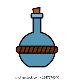 Hanukkah jug of chrism over white background. Line and fill style vector illustration.