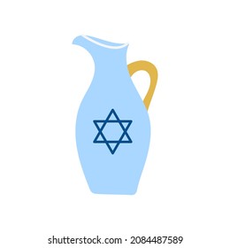 Hanukkah jug, vector illustration in flat style.