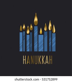 Hanukkah Juish Vector Illustration. Jewish Menorah Simple Vector Icon. Hanuka Candles Symbol.