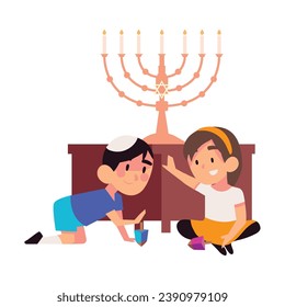 hanukkah kids celebration illustration isolated