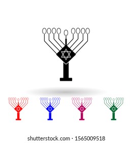Hanukkah lamp multi color icon. Simple glyph, flat vector of hanukkah icons for ui and ux, website or mobile application