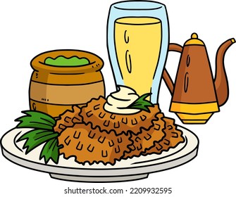 Hanukkah Latke Cartoon Colour Clipart 