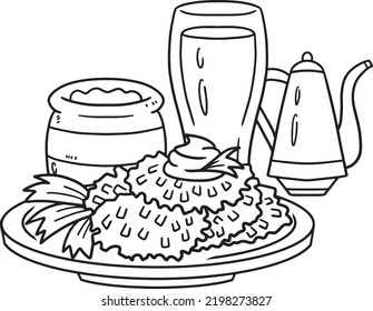 Hanukkah Latke Isolated Coloring Page for Kids