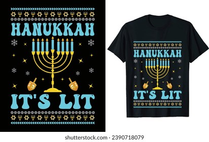 Hanukkah it's let T Shirt Design Vector