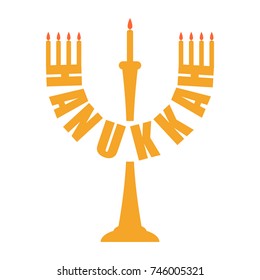 Hanukkah logo. Menorah symbol. Jewish religious holiday. Vector illustration
