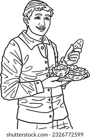 Hanukkah Man Eating Latkes Isolated Adults 