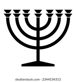 Hanukkah menorah candelabrum. Vector icon black flat for web design.