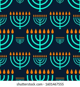 Hanukkah Menorah Candle Pattern Design Vector
