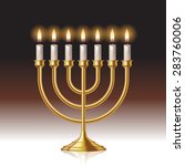 Hanukkah menorah with candles isolated on background. Vector illustration