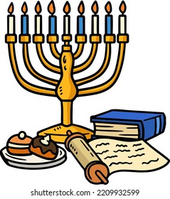 Hanukkah Menorah Cartoon Colored Clipart 