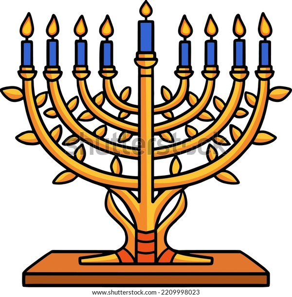 Hanukkah Menorah Cartoon Colored Clipart Stock Vector (Royalty Free ...