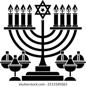 Hanukkah Menorah  Coloring Page for Kids