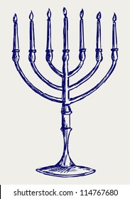 Hanukkah menorah. Doodle style