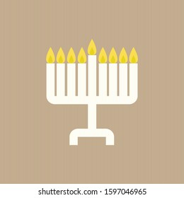 Hanukkah Menorah Emblem in Cardboard Paper Tone Background.