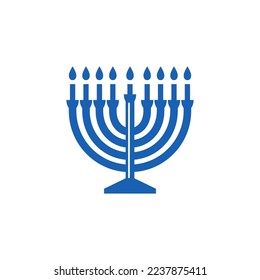 Hanukkah menorah glyph icon. Silhouette of Menorah jewish lamp. Vector design element for Jewish holidays. Monochrome symbols collection