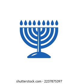 Hanukkah Menorah glyph icon. Vector design element for Jewish festival of light. Monochrome symbols collection