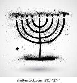 Hanukkah menorah. Grunge style