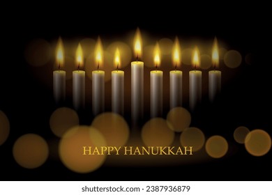 Hanukkah menorah, or hanukkiah for Jewish holiday Hanukkah. Hanukkah lamp, nine-branched candelabrum. EPS10 vector.