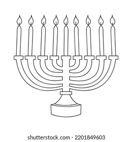 Hanukka menorah, oder hanukkiah. Symbol des jüdischen Urlaubs Hanukkah. Doodle, Vektorgrafik. Einzeln auf weißem Hintergrund.