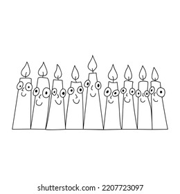 Hanukkah menorah, or hanukkiah. Symbol of the Jewish holiday Hanukkah. Vector illustration in doodle style. Isolated on a white background.