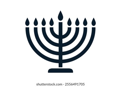 Hanukkah menorah icon. Hanukkiah. Flat style minimalist element. Simple vector illustration. 