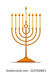 Hanukkah menorah icon isolated on white background. Religion icon. Hanukkah traditional symbol. Flat vector illustration isolated on white background.