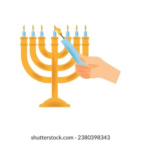 hanukkah menorah illustration isolated design