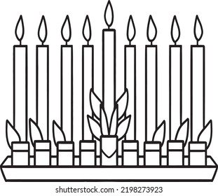 Hanukkah Menorah Isolated Coloring Page for Kids