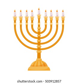 Hanukkah menorah isolated on white background. Hanuka shabbat candles vector illustration