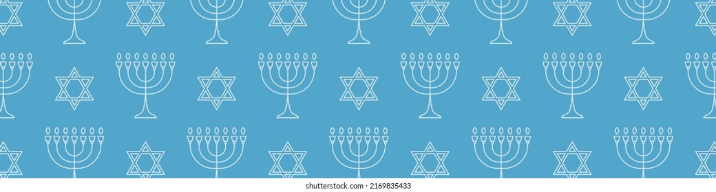 Hanukkah menorah, Jewish religious candle and star of David banner - vector illustration