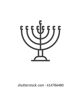 Hanukkah menorah line icon, outline vector sign, linear style pictogram isolated on white. Symbol, logo illustration. Editable stroke. Pixel perfect