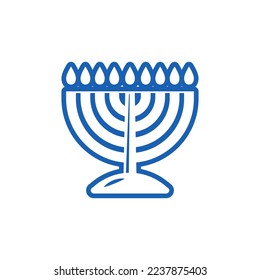 Hanukkah Menorah linear icon. Outline silhouette of Menorah. Monochrome vector design element for Jewish holidays