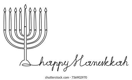 Hanukkah menorah one line drawing