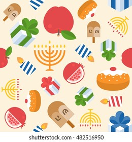 Hanukkah with menorah seamless pattern backgound vector, flat design, for print wrapping paper gift