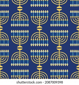 Hanukkah menorah seamless pattern. Religious background for jewish holidays. Vector illustration