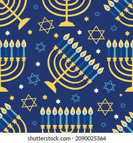 Hanukkah menorah seamless pattern. Religious background for jewish holidays. Vector illustration