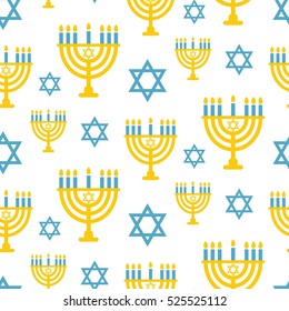 Hanukkah menorah seamless pattern. Religious background for jewish holidays. Vector illustration