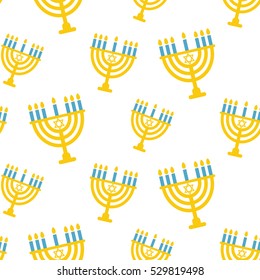 Hanukkah menorah seamless pattern. Religious background for jewish holidays. Vector illustration
