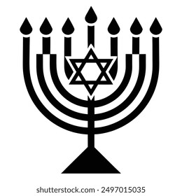 Hanukkah menorah silhouette vector illustration