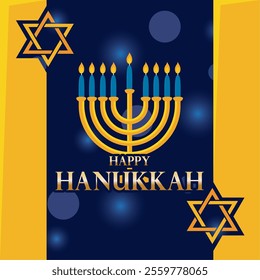 Hanukkah menorah with Star of David and decor Vector