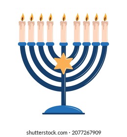 hanukkah menorah with star icon