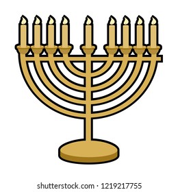 Hanukkah menorah  traditional jewish candelabrum isolated background vector illustration