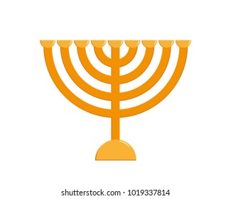 Hanukkah menorah, traditional jewish holiday candlestick, nine-branched candelabrum, isolated on white background