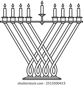 Silhueta preta do vetor de Hanukkah Menorah